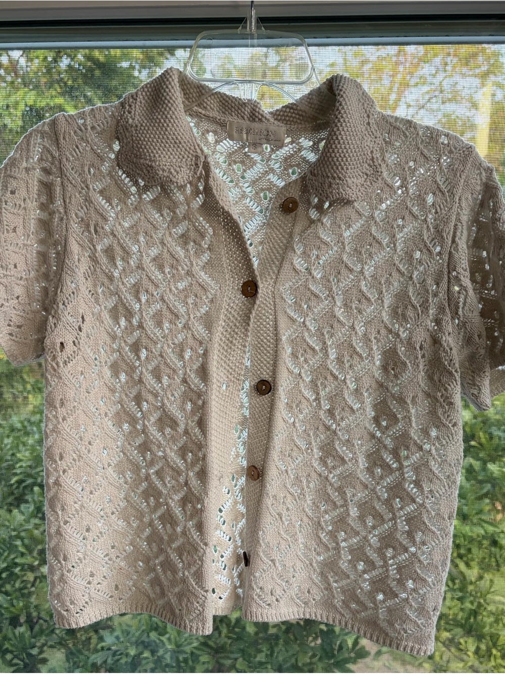 Rebellion open knit crochet short-sleeve cardigan -S
